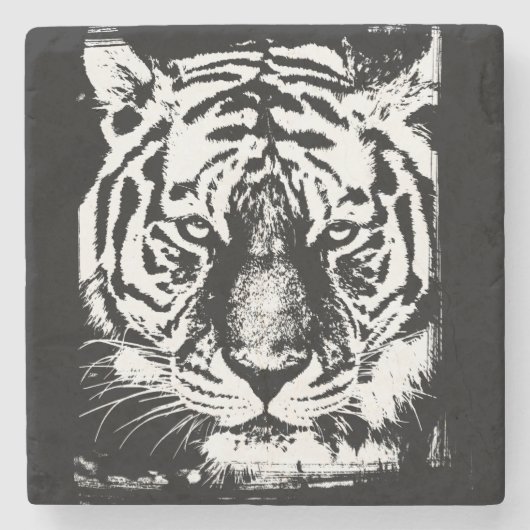 Sjabloon Elegant Moderne Pop Art Tiger Head Stenen Onderzetter (Voorkant)