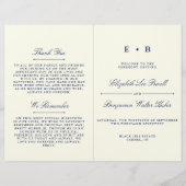 Sjabloon Elegant Navy Blue & Ivory Wedding Program (Voorkant)
