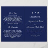 Sjabloon Elegant Navy Blue & White Wedding Program (Voorkant)