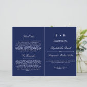 Sjabloon Elegant Navy Blue & White Wedding Program (Staand voorkant)