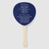 Sjabloon Elegant Navy Blue & White Wedding Program Handwaaier (Achterkant)