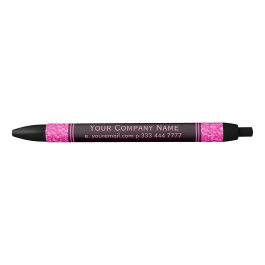  sjabloon Elegant Roze Glitter Zwarte Inkt Pen (Voorkant)