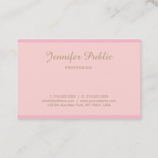 Sjabloon elegant roze goud gecalligrafeerd Manuscr Visitekaartje (Achterkant)