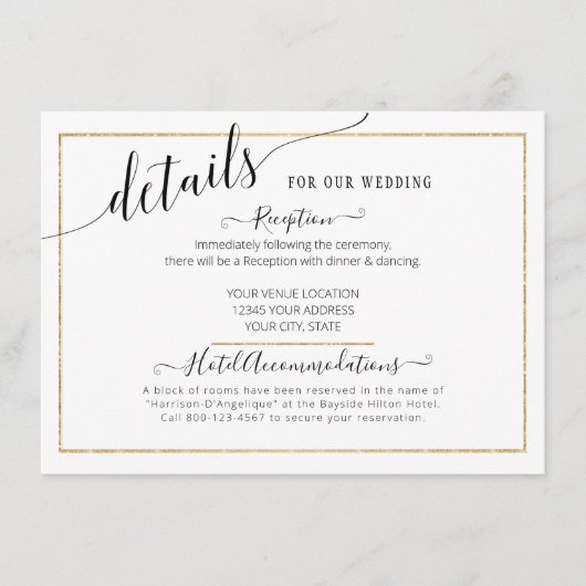 SJABLOON Elegant Script Gold Wedding Details (Voorkant)