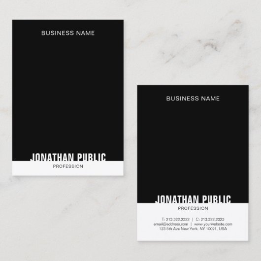 Sjabloon elegante moderne zwarte en witte rendie visitekaartje (Voorkant / Achterkant)