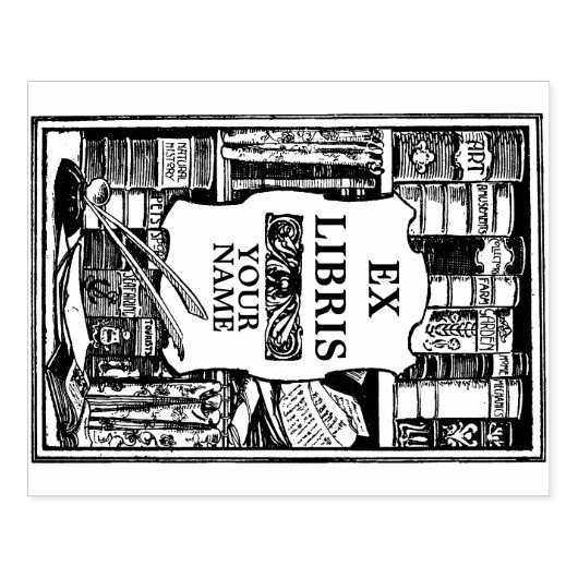 Sjabloon  Ex Libris Book Shelves Rubberstempel (Afrduk)