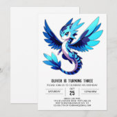 Sjabloon Fantasy Dragon Verjaardag Kaart (Voorkant / Achterkant)