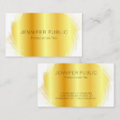 Sjabloon Faux Gold White Modern Eenvoudig Visitekaartje (Voorkant / Achterkant)