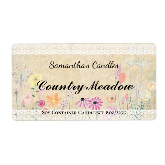 Sjabloon "Floral  Parchment Candle Label" Etiket (Voorkant)