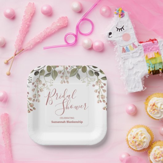 Sjabloon Floral Top Border Vrijgezellenfeest Papieren Bordje (Feest)