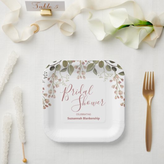 Sjabloon Floral Top Border Vrijgezellenfeest Papieren Bordje (Huwelijk)