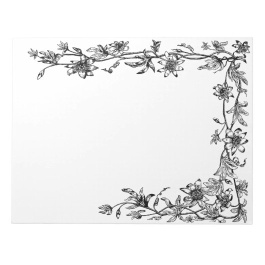 Sjabloon Floral Vine Border Notepad Notitieblok (Voorkant)