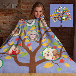Sjabloon Foto Collage Family Tree - Aangepast Fleece Deken