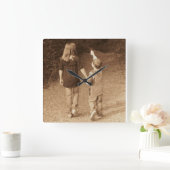 Sjabloon FOTO-klok voor kinderen Vierkante Klok (Huis)