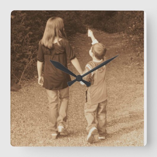 Sjabloon FOTO-klok voor kinderen Vierkante Klok (Voorkant)