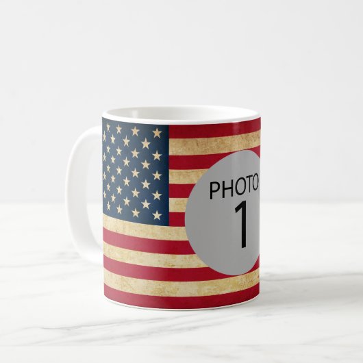  sjabloon FOTO op Amerikaanse vlag Koffiemok (Voorkant links)