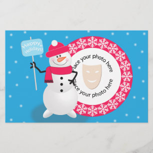Sjabloon foto Prettige feestdagen Snowman Briefpapier