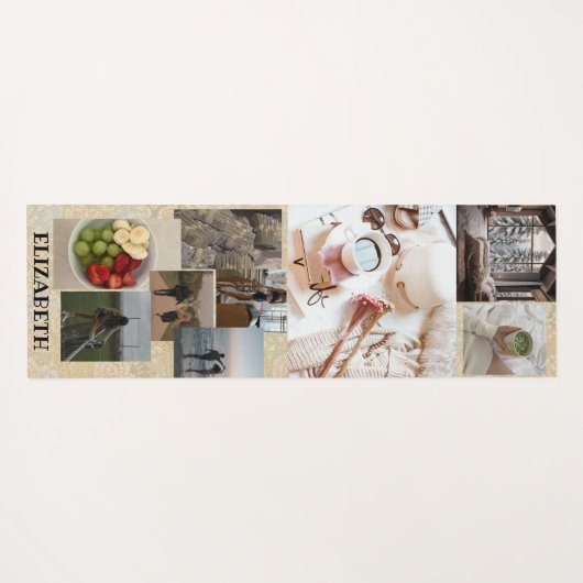 Sjabloon Fotocollage Aangepaste naam Schattige Yogamat (Achterkant (horizontaal))