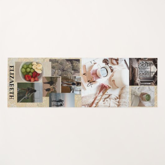 Sjabloon Fotocollage Aangepaste naam Schattige Yogamat (Voorkant (horizontaal))