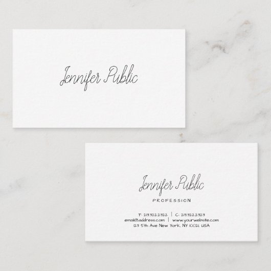 Sjabloon Freehand Script-minimalistisch, eenvoudig Visitekaartje (Voorkant / Achterkant)