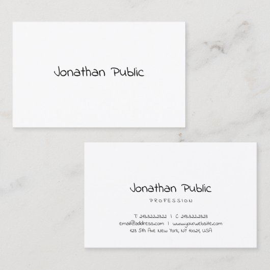 Sjabloon Freehand Script-minimalistisch, eenvoudig Visitekaartje (Voorkant / Achterkant)