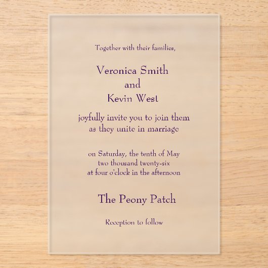 Sjabloon Frosted Acrylic Invitation (Voorkant)