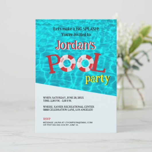 Sjabloon Fun Birthday Pool Party Kaart (Staand voorkant)