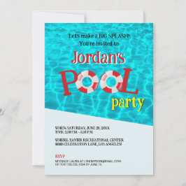 Sjabloon  Fun Birthday Pool Party Kaart