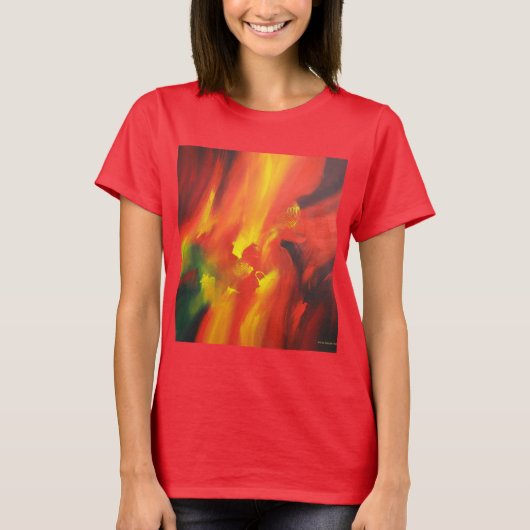 Sjabloon Geel Groene Abstracte Kunst Elegant White T-shirt (Voorkant)