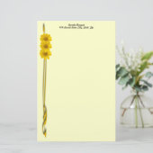 Sjabloon gele ventilatorfoto Filigree Border Briefpapier (Staand voorkant)