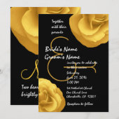 Sjabloon gele zwarte witte Rozen Kaart (Voorkant / Achterkant)