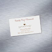 Sjabloon genealogie-onderzoeker magnetisch visitekaartje (Voorbeeld)