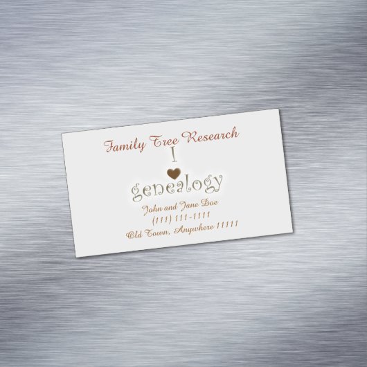 Sjabloon genealogie-onderzoeker magnetisch visitekaartje (Voorbeeld)