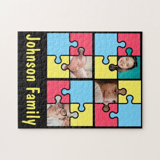 Sjabloon gezinfotocollage keepslag 4 Afbeeldingen Legpuzzel (Horizontaal)