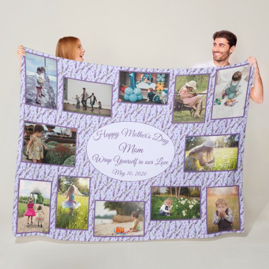 Sjabloon gezinfotocollage Moederdag Fleece Deken (In situ)