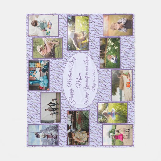 Sjabloon gezinfotocollage Moederdag Fleece Deken (Voorkant)