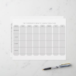 Sjabloon gezonde wekelijkse maaltijdplanning, dubb briefhoofd