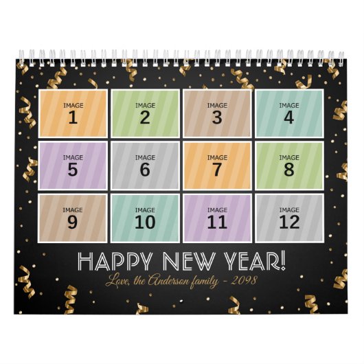 Sjabloon Glitter Aangepaste foto voor familie Cale Kalender (Hoes)