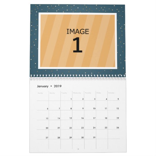 Sjabloon Glitter Aangepaste foto voor familie Cale Kalender (Jan 2019)