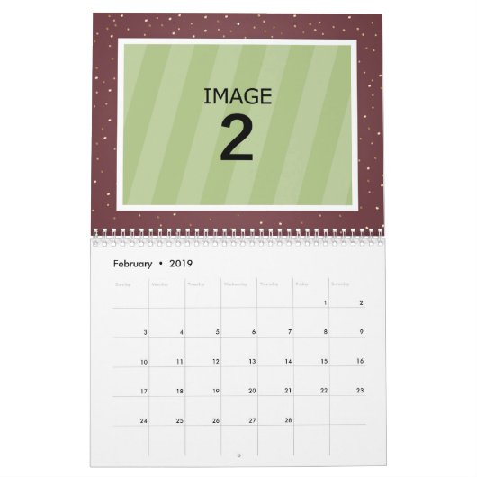 Sjabloon Glitter Aangepaste foto voor familie Cale Kalender (Feb 2019)