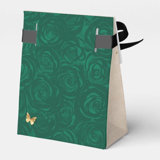 Sjabloon Gold Black en Green Roos Hartelijk dank Bedankdoosjes (Achterkant)