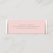 Sjabloon Gold Blush Pink White Modern Elegant Mini Visitekaartje (Achterkant)