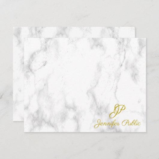 Sjabloon Gold Handwrite Script Text Marble (Voorkant / Achterkant)