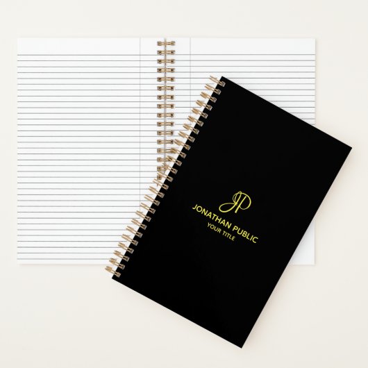 Sjabloon Gold Script Monogram Initiaal Notitieboek (Binnen)