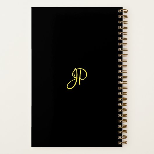 Sjabloon Gold Script Monogram Initiaal Notitieboek (Achterkant)