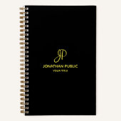 Sjabloon Gold Script Monogram Initiaal Notitieboek (Voorkant)