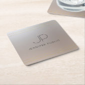 Sjabloon Gold Silver Monogramed Initiaal van klant Kartonnen Onderzetters (Schuin)