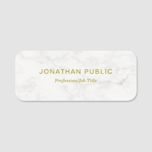 Sjabloon Gold Text White Marble Modern minimalist Naamplaatje