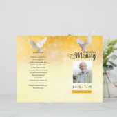 Sjabloon Golden & duve Funeral Program (Staand voorkant)