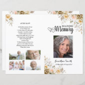 Sjabloon Golden floral Funeral Program (Voorkant / Achterkant)